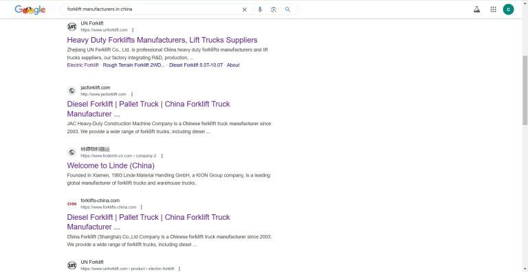 叉车谷歌SEO排名
